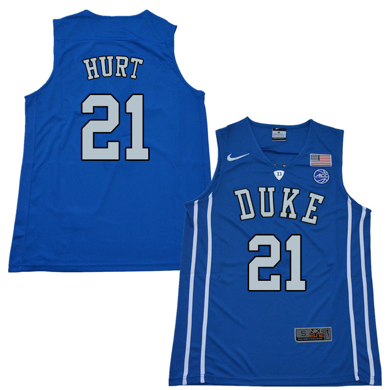 Men #21 Matthew Hurt Duke Blue Devils College Basketball Jerseys Sale-Blue